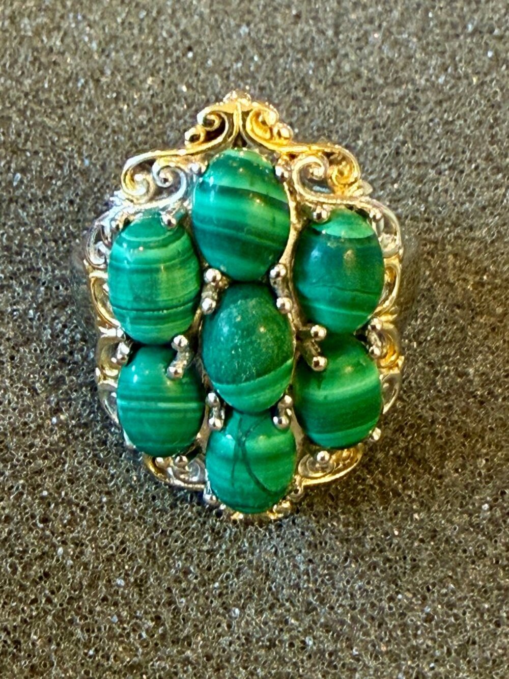 Malachite and Silver Cocktail Ring
